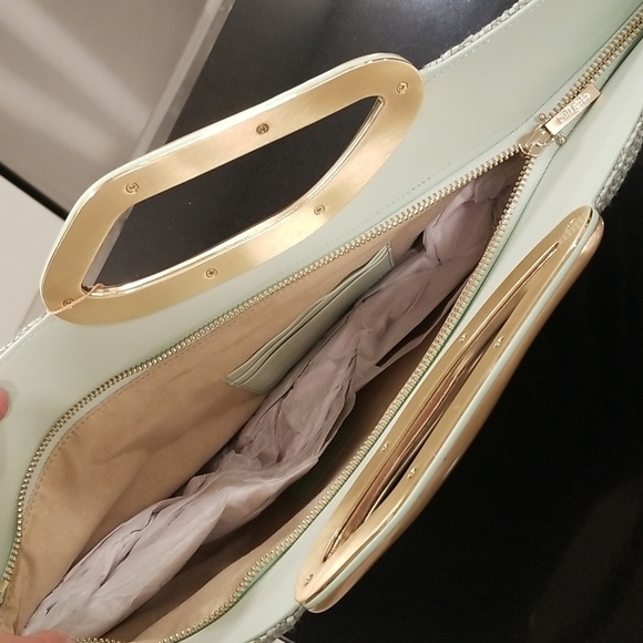 💕CULT GAIA💕 Jada Top Handle Clutch Bag Raffia ~ Mint Green NWT - Picture 14 of 16